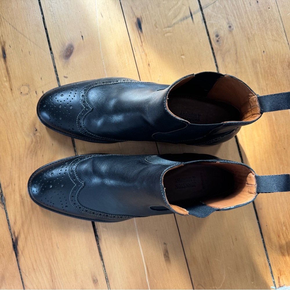 Johnston & Murphy Black Pearce Wingtip Chelsea Boots View 4